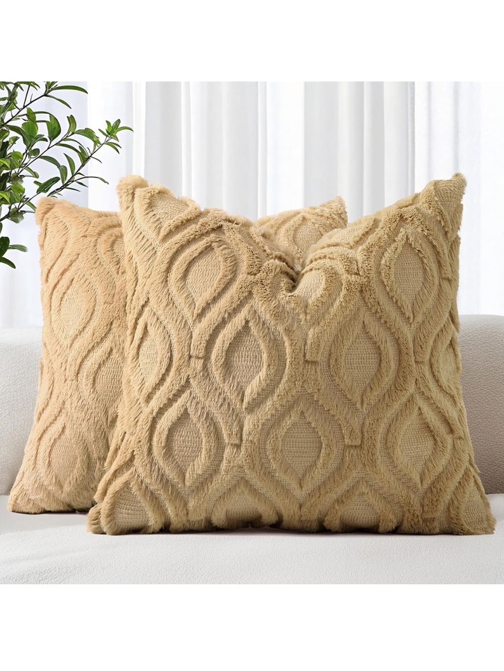 Throw Pillow Covers. Soft Plush Faux Wool Khaki Solid Couch
Pillow Covers 22x22